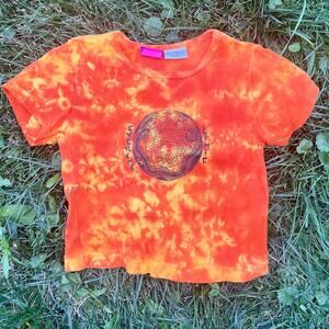 Vintage Y2K Extreme Limit Kids Girls 6/6x Tie-Dye Tribal Orange Top Funky Bright
